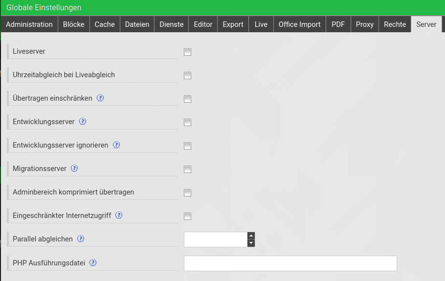 Globale Einstellungen _ Server _ Allgemein