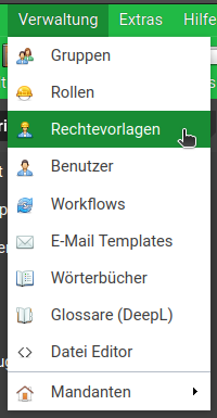Verwaltungsmenü_Rechtevorlagen