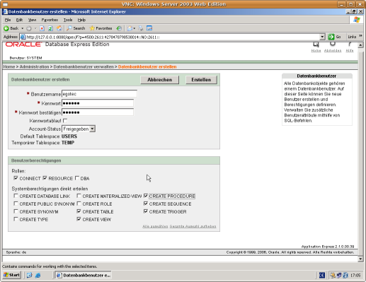 Bildschirmfoto-VNC: Windows Server 2003 Web Edition