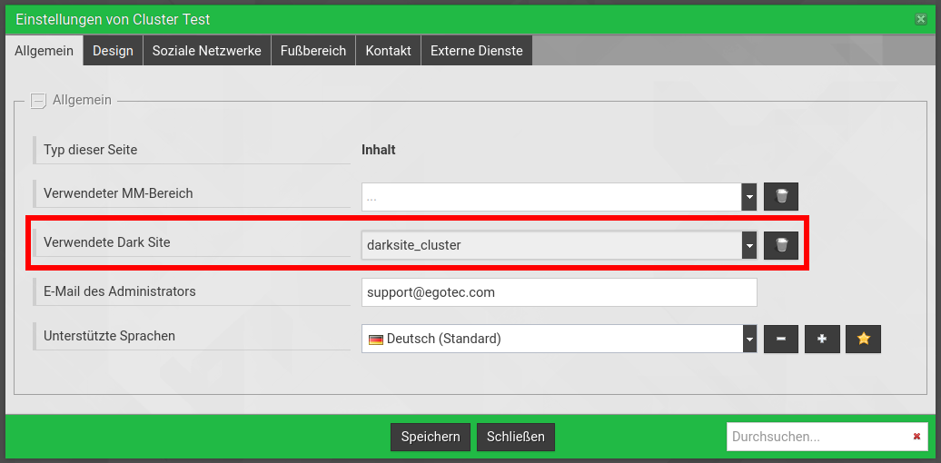 Dark Site einstellen