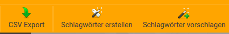 Zusätzliche Funktionen des Schlagwortreiters Toolbarbuttons des Schlagwortreiters des Schlagwortregisters