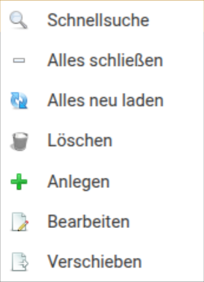 Kontextmenü des Schlagwortregisters eines Schlagwortes